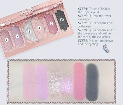 Bunny Garden Collection 6-Color Makeup Eyeshadow Contour Palette Eye Brush Puff Set Eye Glitter Korean Makeup Kit