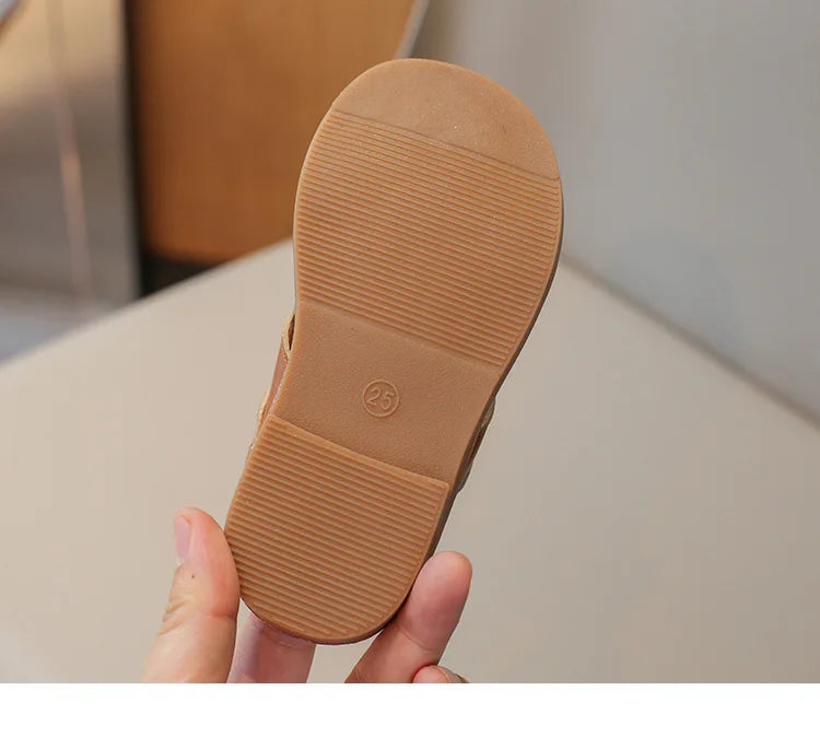 Size 21-35 Boys Girls Sandals 2026 Summer Children Beach Shoes Kids Fashion Cross-tied Anti-sliperry Soft Simple New Hot I10089