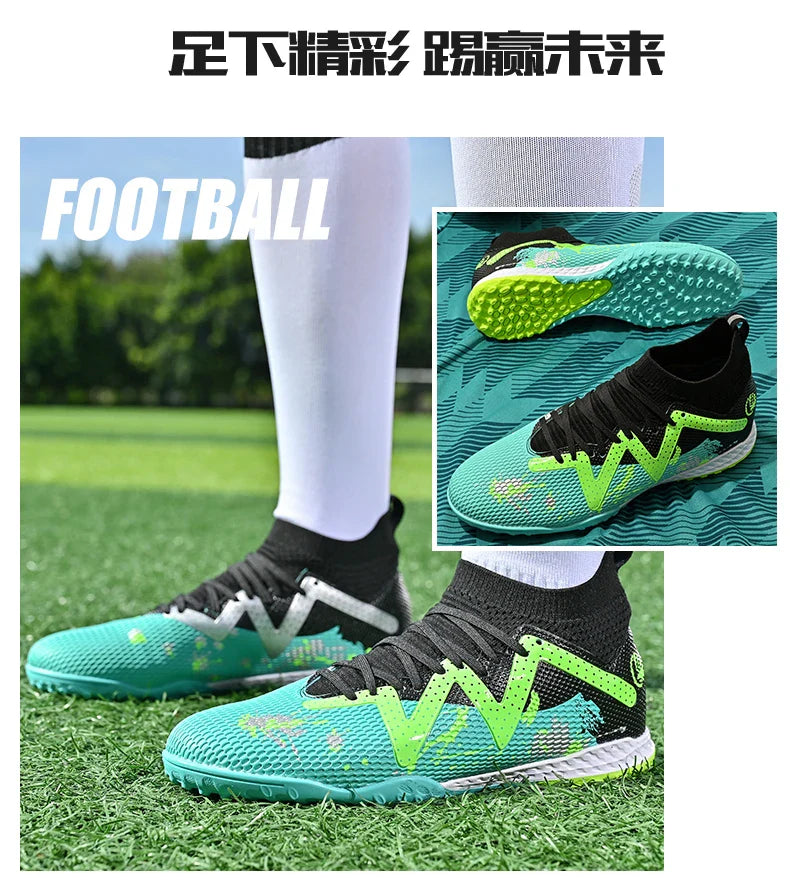 Men New TF Football Boots Society Indoor Original Top Quality Non Slip Male Soccer Shoes Sneakers Ultralight Breathable Ankle