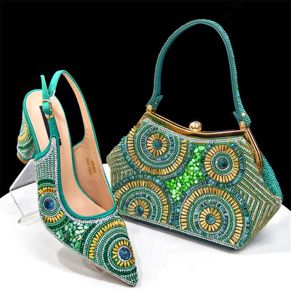 Black Women Shoes And Bag Set Fashion African Ladies High Heels Pumps Match With Handbag Fashion Sandals Femmes