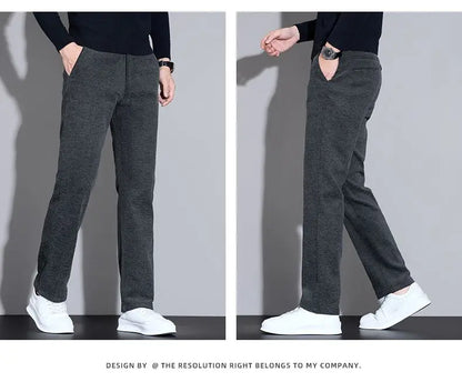 Men's Loose Casual Pants Autumn and Winter New Fashion Pocket Wide-leg Business Pants Comfortable Elastic Waist Stretch Pants