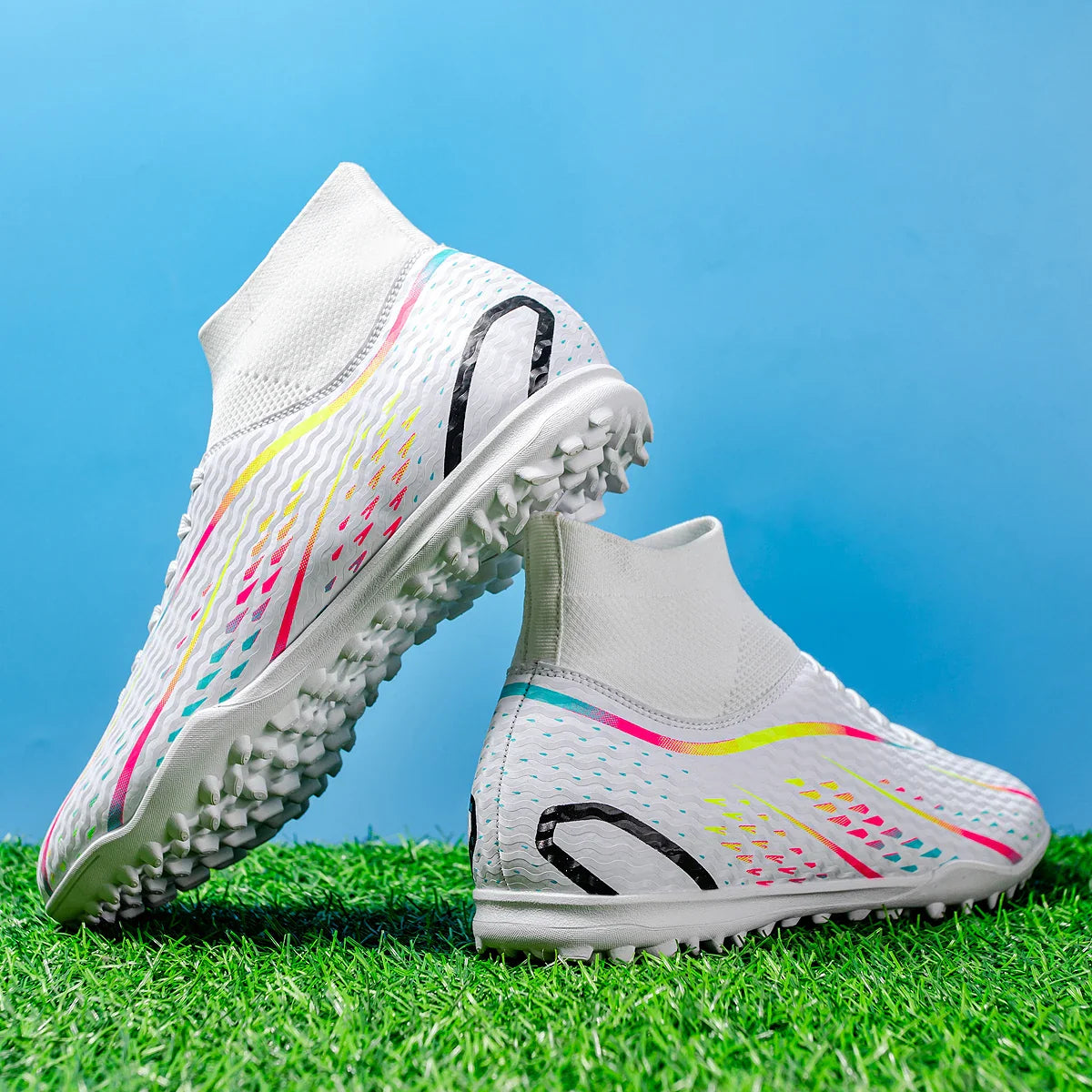Wear Resistant TF Turf Soccer Boots PU Elastic Fabric Upper Rubber Stable Grip Sole Youth Boys Girls Football Shoes