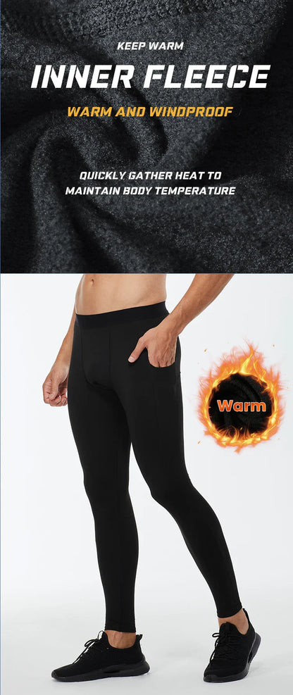 Men's Autumn and Winter Warm Running Tight Leggings Sports Gym Fitness Jogging Pants Fast Dry Running Compression leggings