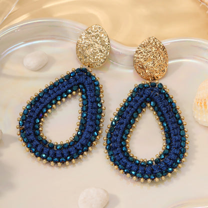 Big Water Drop Shape Drop Earrings For Women Colorful Beads Handmade Threading Crystal Long Earrings Jewelry Gift EA144