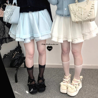 2024 Autumn And Winter New Japanese Short Skirt Lolita Mine Series Diamond Buckle 360 Degree Large Hemline Gauze Skirts Female
