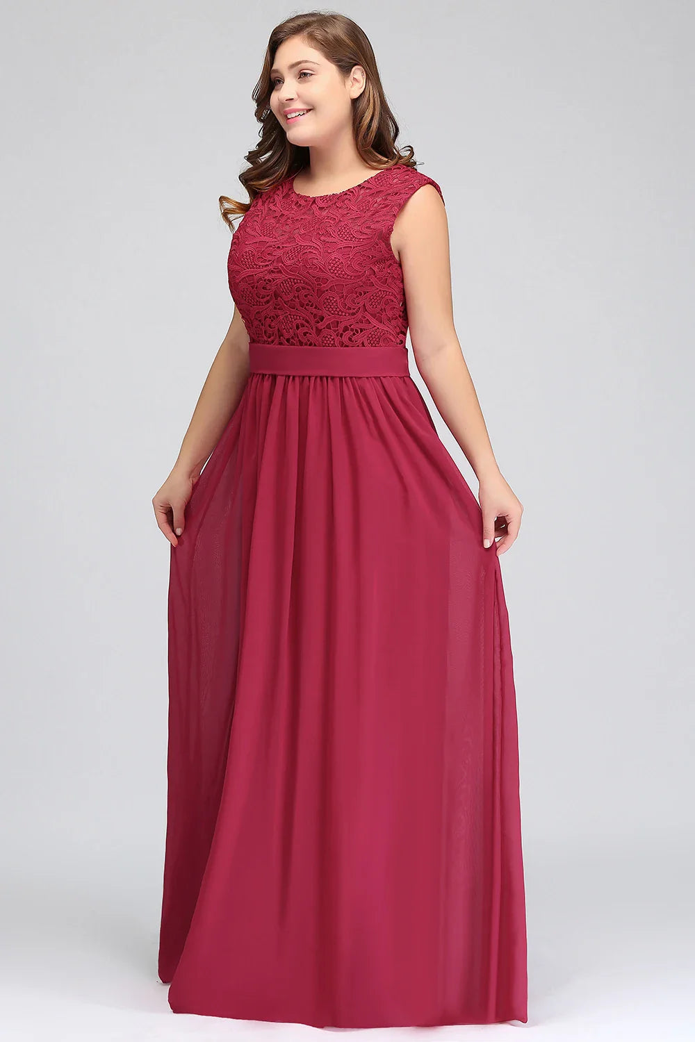 Hot Sale Lace A Line Prom Dress 2024 New Style Evening Dress Chiffon Back Illusion Bridsmaid Dress Pleat vestidos de fiesta