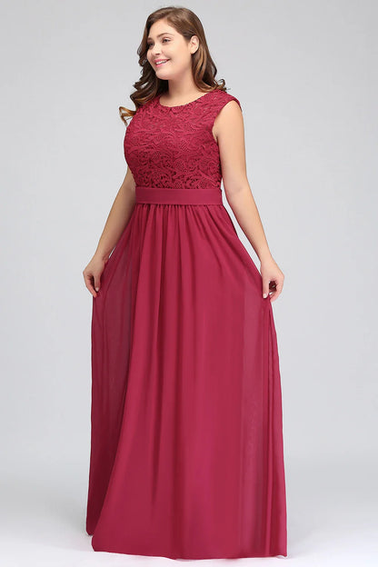 Hot Sale Lace A Line Prom Dress 2024 New Style Evening Dress Chiffon Back Illusion Bridsmaid Dress Pleat vestidos de fiesta