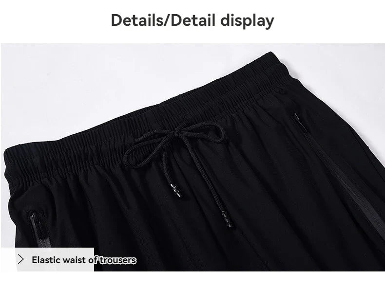New Comfortable Ice Silk Men's Sports Pants Breathable Sweat-absorbing Quick Drying Outdoor Comfortable Running Pants