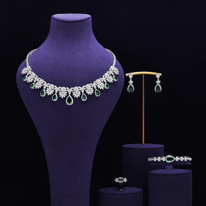 Bridal Zirconia Full Jewelry Set for Ladies Party Luxury Dubai Nigeria CZ Crystal Wedding Necklace Set