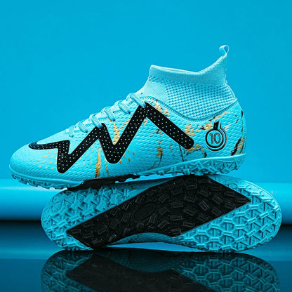 Adult Professional FG/TF Soccer Shoes Non-Slip Long Spike Football Boots Young Kids High Ankle Cleats Grass Soccer Sneakers ﻿