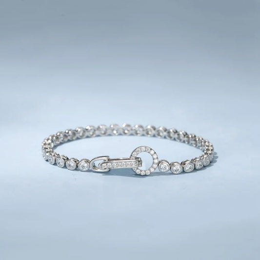 100% 925 Sterling Silver Create Moissanite Party Fashion Women's Chain Bracelet Boutique Jewelry Wedding Ring