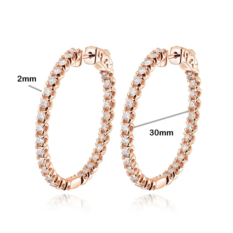 Luxury Designer D Color Full 2mm Moissanite Hoop Earrings For Women Party S925 Silver Plated 18K Gold Diamond Earring Gift