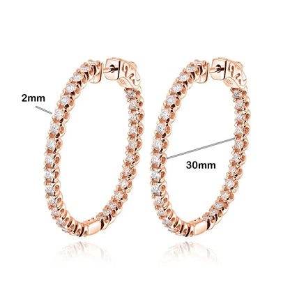 Luxury Designer D Color Full 2mm Moissanite Hoop Earrings For Women Party S925 Silver Plated 18K Gold Diamond Earring Gift