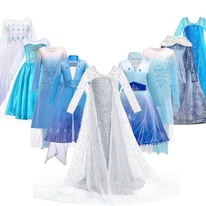 Vestido Elsa 2 Fantasia Meninas 3 5 6 8 10 Anos Infantil Halloween Cosplay Princesa Vestido Aniversário Roupa Festa