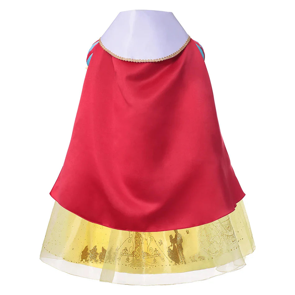 Vestido de Luxo Princesa Branca de Neve com Capa para Meninas Fantasia Infantil Cosplay de Fada Roupa de Carnaval para Crianças Vestido de Halloween