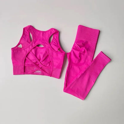 Sexy Back Design Fitness Bra for Women Pilates Shock-Proof Running  Training Tight Sports Pants Yoga Outfit Set