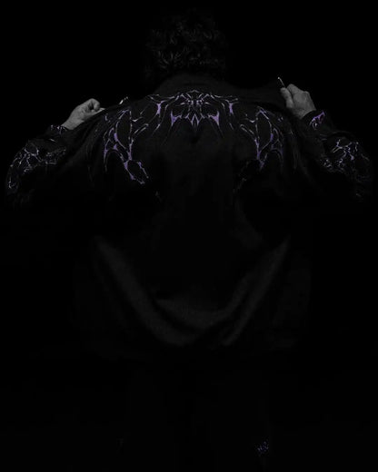 Men's Gothic Streetwear Zip-Up Hoodie Black Edgy Urban Athletic Dark Style Casual Oversized Pullover Sweatshirt with Zipper