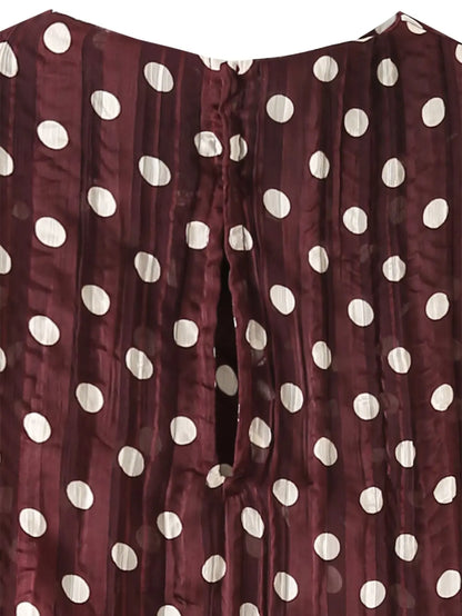 Chic Summer Elegant Brown Woman Blouse Polka Dot Fashion 2026 O-Neck Vintage Sleeveless Shirt Teacher Loose Mujer Vest