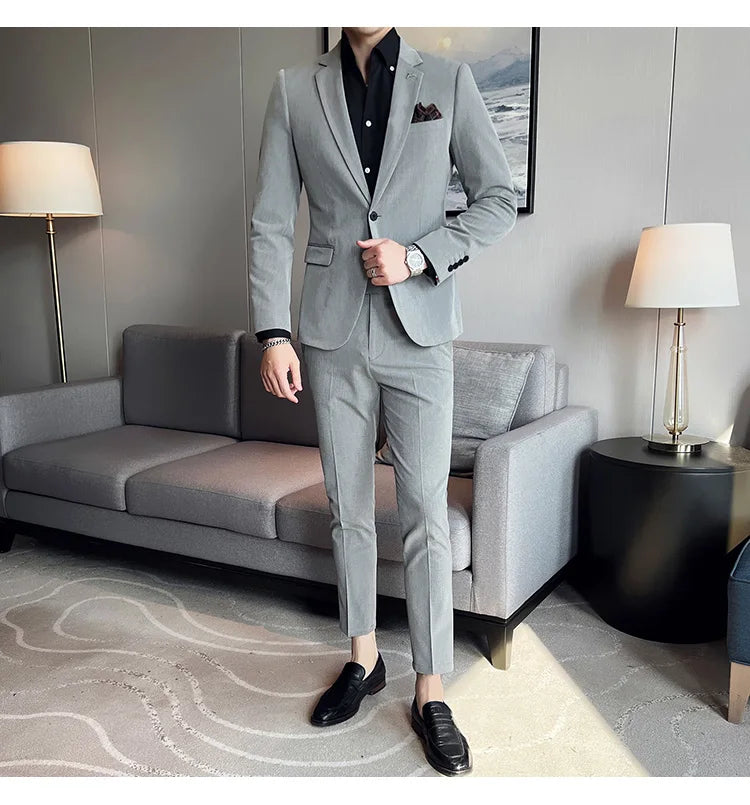 Terno Masculino Casual de Escritório Noivo Casamento Blazer Calça Social