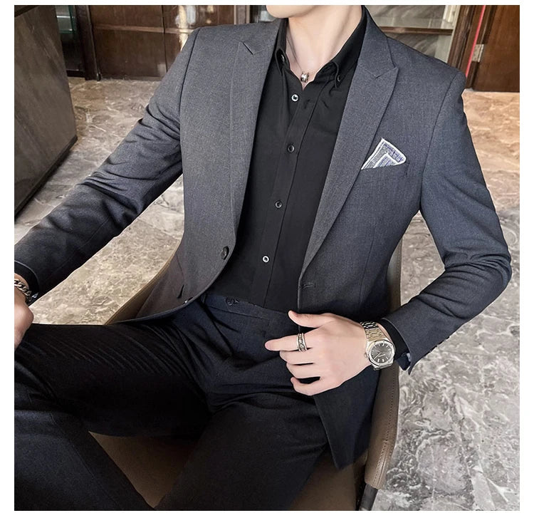 2025 Men's Business Suit Slim-fit Wedding Dress Two-piece Set M-4XL Stylish Handsome All-in-one Banquet Trousers
