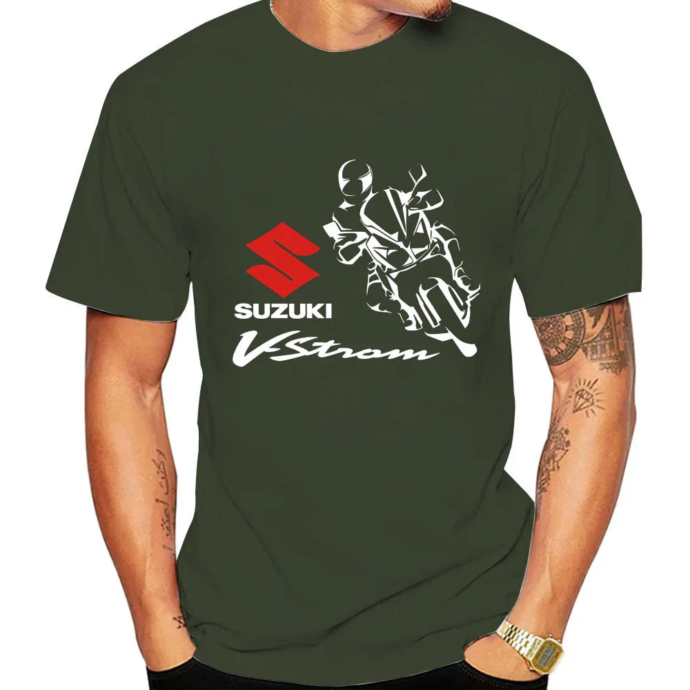 2026 V-Strom Summer New Bestseller 100% Cotton Trend Men T-shirt Daily Outdoor Sports Casual Loose Street Short Sleeve