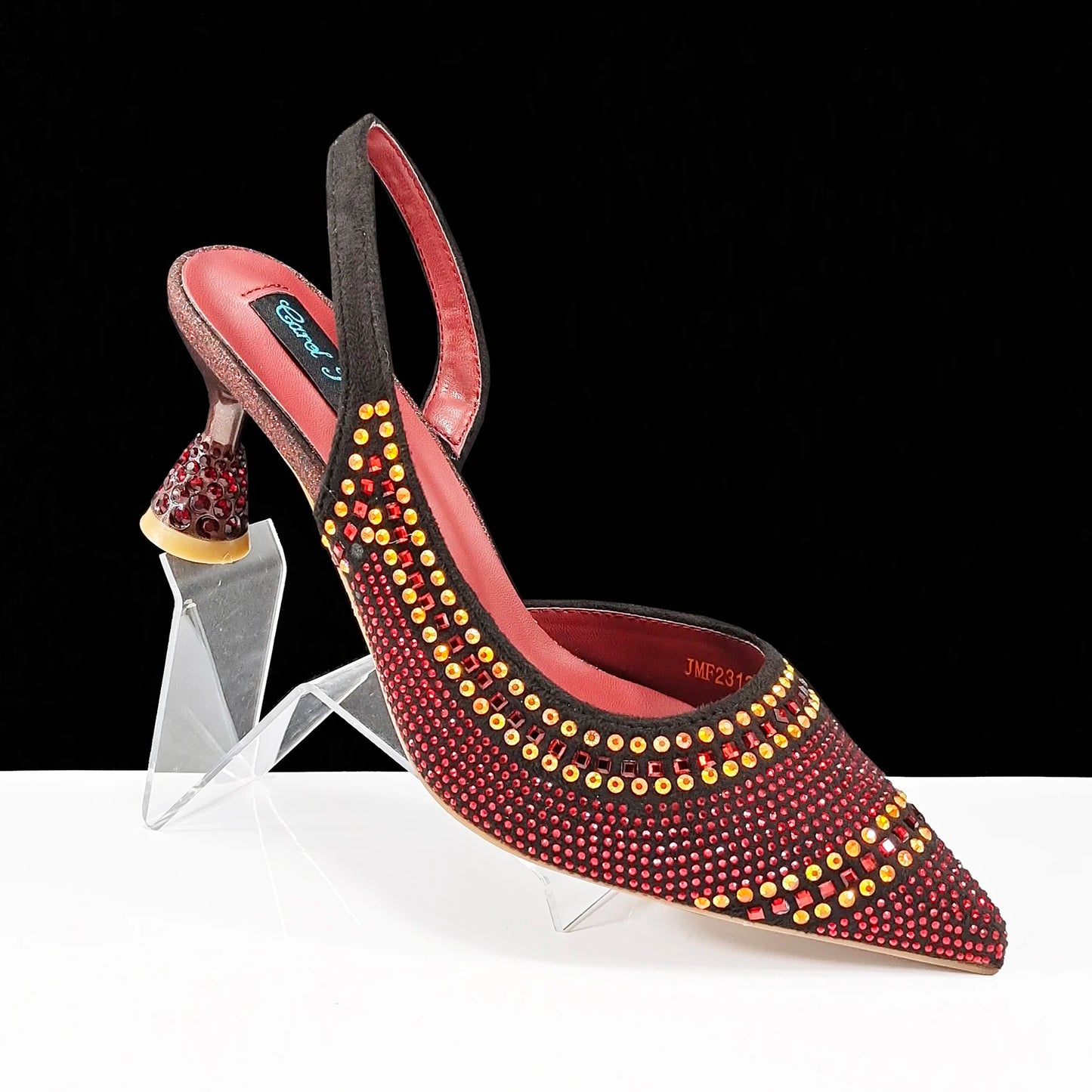 Italian Pumps and Bag To Party 2024 INS Style Pointed-Toe Rhinestone Elegant High Heels Champagne Wedge for Women