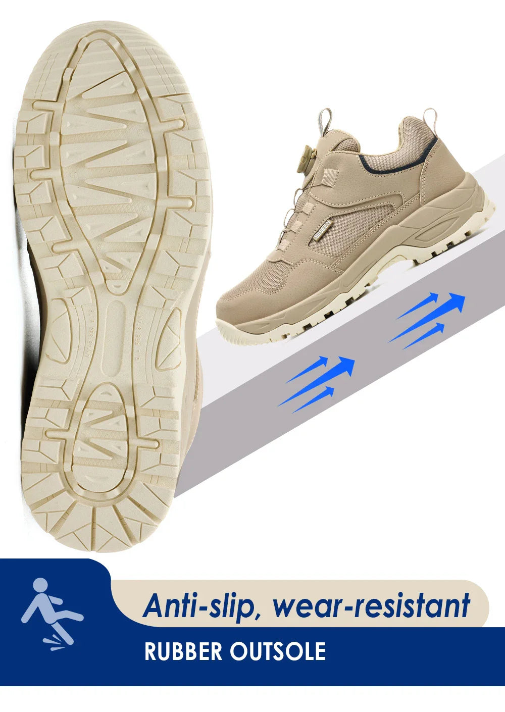 Men's Safety Shoes Steel Toe Anti- Crush Kevlar Rubber Non- Slip Bottom Fashion Button Style Work Shoes