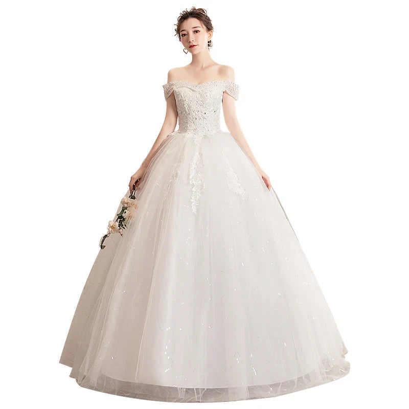 Wedding Dress Wholesale Lace up Embroidery Bride Marriage Dresses White Ball Gown Factory Christmas Carnival Plus Size