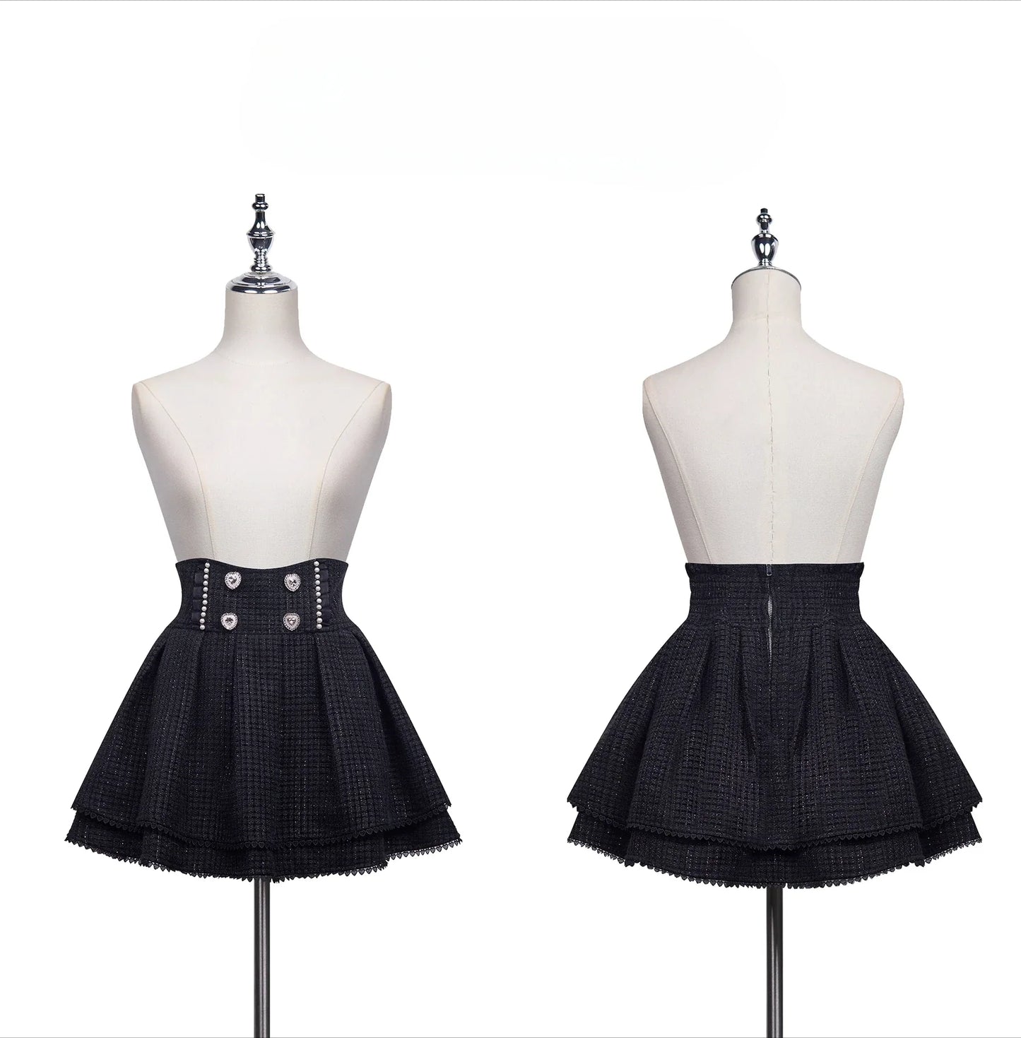 Japanese Sweet Girls Tweed Short Skirt 2025 Spring New Original Mine Series Mass Production Bud Suit High Waist Y2k Lolita Skirt