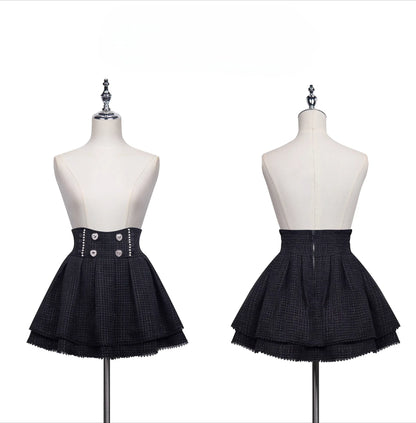 Japanese Sweet Girls Tweed Short Skirt 2025 Spring New Original Mine Series Mass Production Bud Suit High Waist Y2k Lolita Skirt