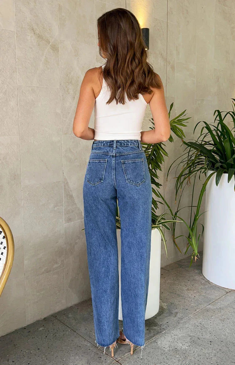 Jeans Denim Pant Women Long Pants Beading High Waist Casual Straight Trousers Y2k Streetwear Elegant Splice Mom Jeans 2025