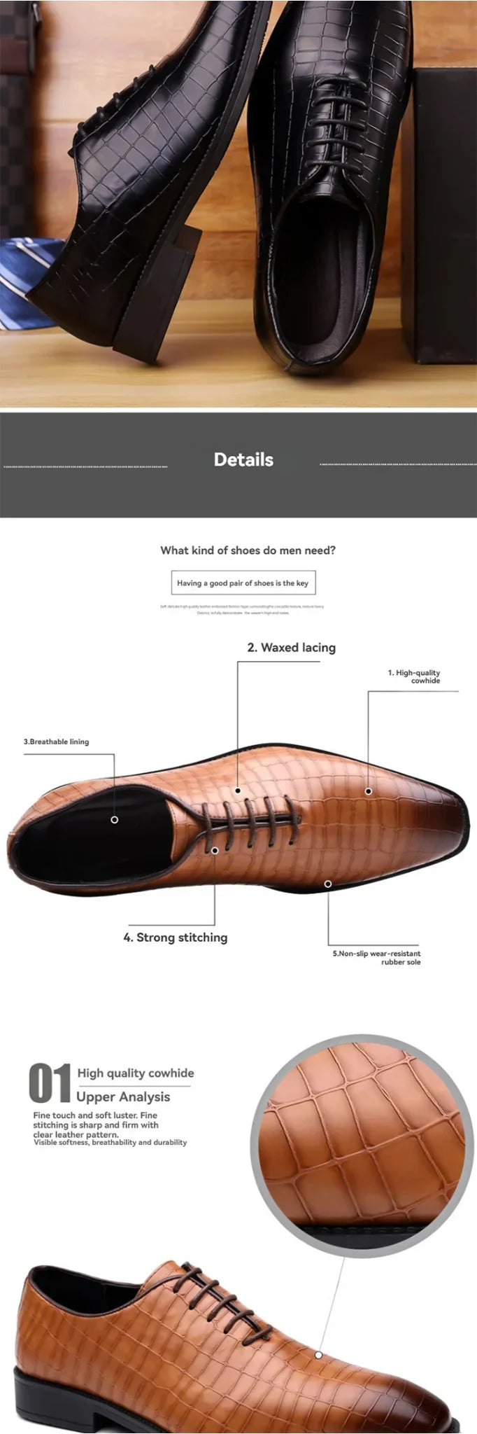 Luxury Mens Leather Shoes Retro Carved Lace-up Brogue Oxford Wedding Men Dress Shoes Male Formal Business Gentleman Office Shoes