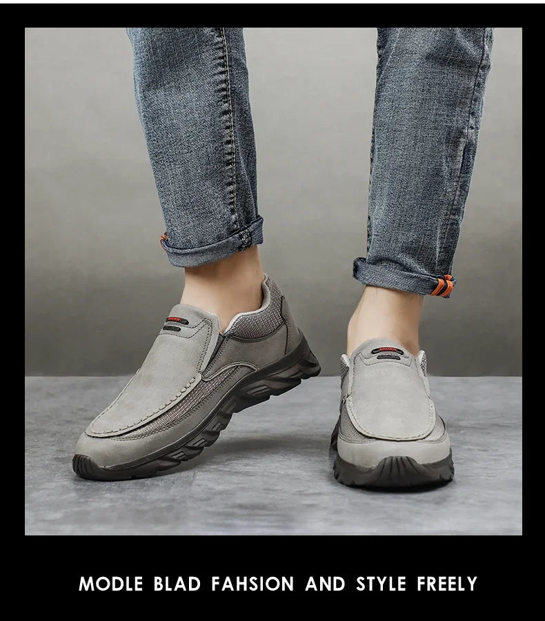 Sapatos Masculinos Casuais de Couro, Mocassins Respiráveis, Tênis Masculinos 2024, Novos Tênis Masculinos de Couro Confortáveis, Calçados Masculinos