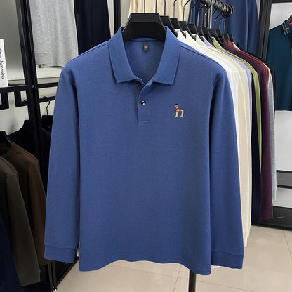 Original Brand Men's Polo Shirt 100 Cotton Lapel Dog Embroider Long Sleeve T-Shirt Autumn New Business Casual Handsome Men'swear