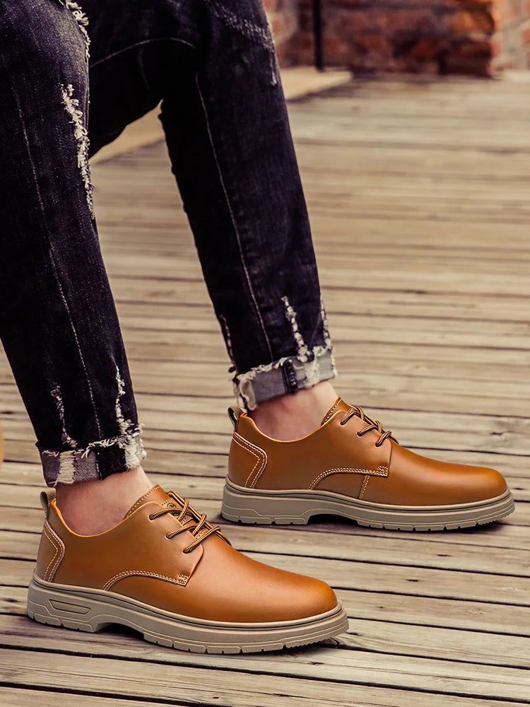 Handmade Men's Business Casual Shoes Comfortable Classic Lace-Up Work Shoes Fashionable Wedding Men's Footwear