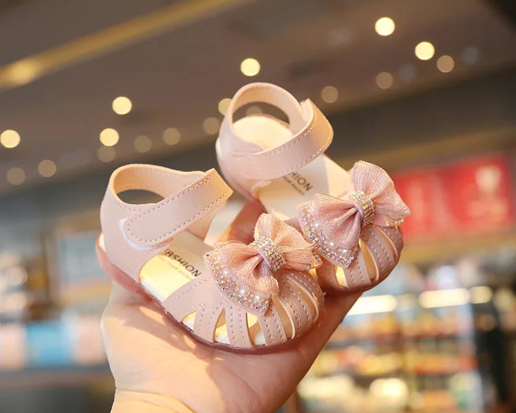 Summer Baby Girls Sandals Bowtie Fashion Pink Princess Toddler Shoes Soft Sole Baby Shoes 0-3 Years chaussure enfant fille
