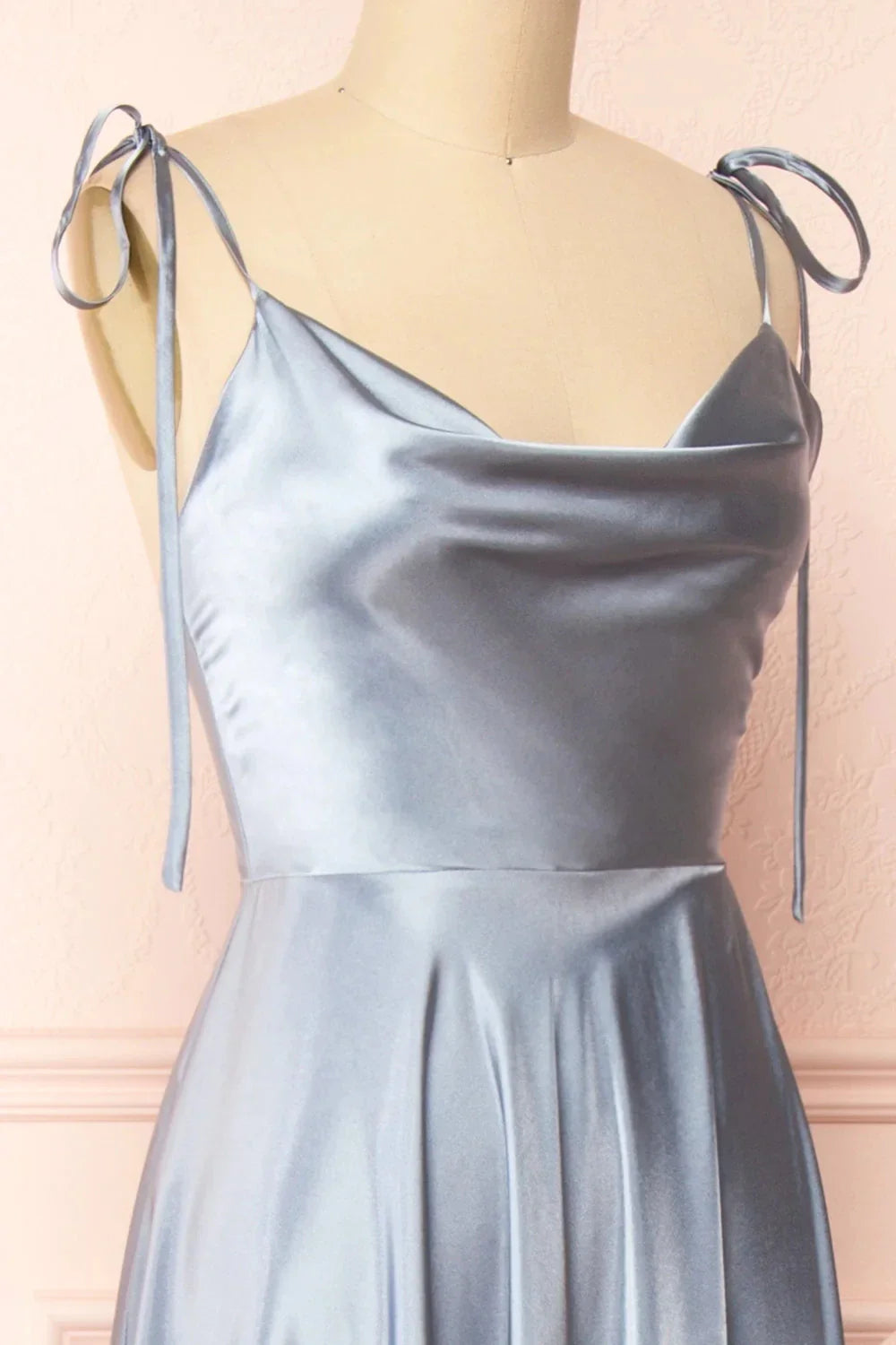 Elegant Bridesmaid Dress Cowl Neck Adjusted Spaghetti Silky-satin Fabric A-line Silhouette Wedding Women Long Gown