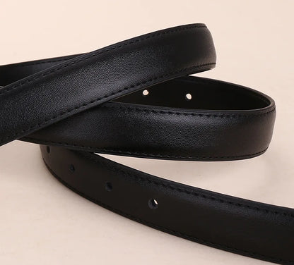 Women's leather belt with smooth buckle; simple and fashionable business belt for men; versatile belt for trousers