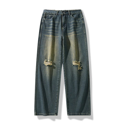 Men's American Style Loose Straight Leg Jeans Vintage Spring Summer New Arrival Drapey Trendy Wide Leg Long Pants