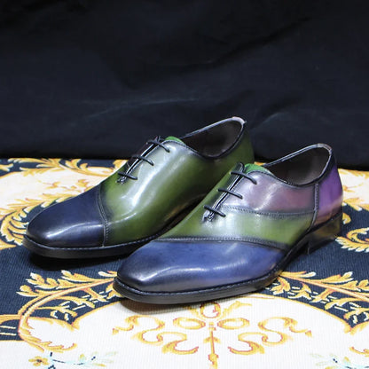 Luxury Men's Patent Leather Dress Shoes Alligator Pattern Oxford Brogue Lace-Up Formal Shoes for Office Wedding Party