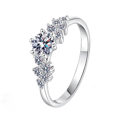 Pass Diamond Tester 5/6.5mm D VVS1 Moissanite Rings for Women Sparkling Wedding Promise Band 925 Sterling Silver Jewelry