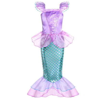 Little Mermaid Ariel Princess Dress for Girl Cosplay Mermaid Party Costume Princess Fancy Vestidos Children Carnival Clothes