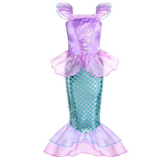 Little Mermaid Ariel Princess Dress for Girl Cosplay Mermaid Party Costume Princess Fancy Vestidos Children Carnival Clothes