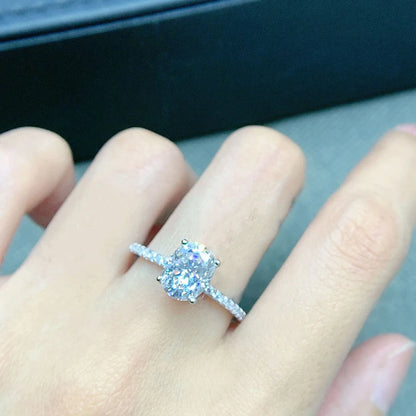 Oval Cut 1CT 2CT 3CT D Color Moissanite Rings for Women Lab Diamond Wedding Promise Band S925 Sterling Silver Jewelry