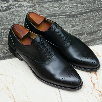 Men's Classic Italian Style Genuine Leather Oxfords Dress Shoes Lace-Up Black/Brown Business Office Wedding Formal Footwear