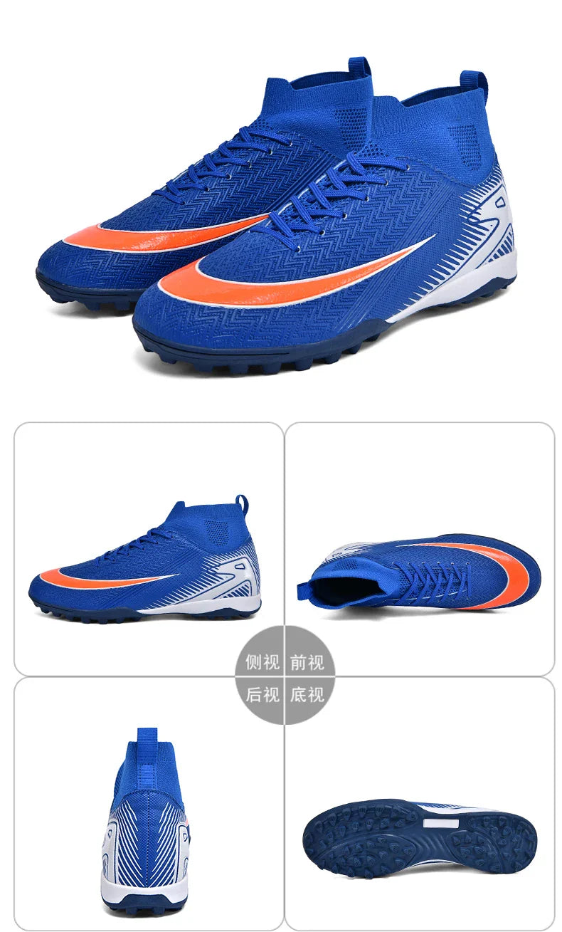 High Top Men Soccer Shoes Professional Football Boots Breathable Wear Resistant Training Match Sneakers Non Slip for Adult Sport