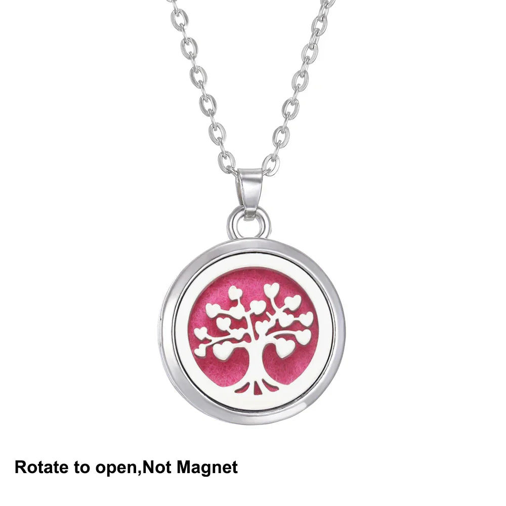 New Tree Of Life Aromatherapy Necklace Stainless Steel Essential Oil Diffuser Amulet Perfume Locket Pendant Women Jewelry Gift