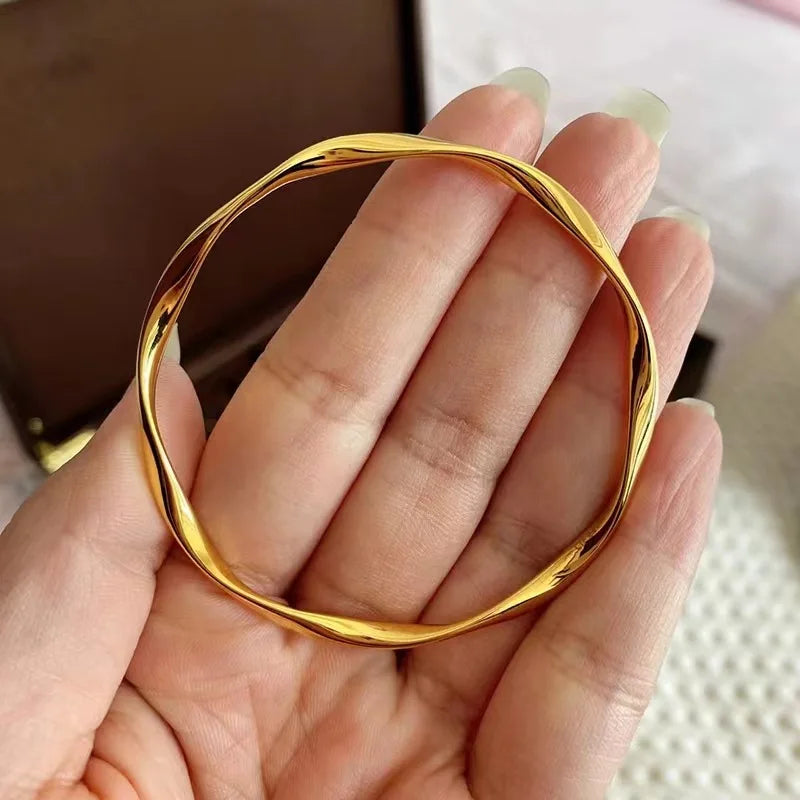 Luxury 24K 9999 Pure Gold real gold Mobius Bracelet Love Endless Loop Bracelet Women's Closed Mouth Bracelet