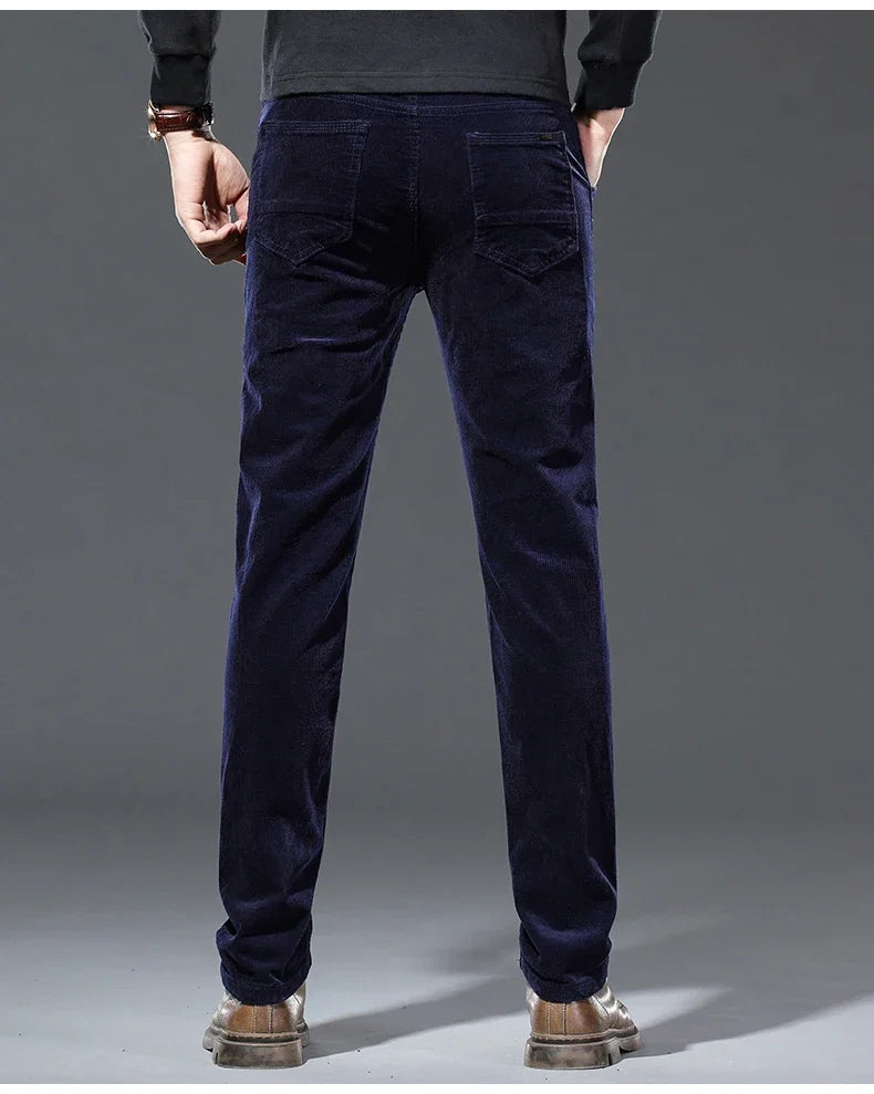 Winter Men's Fleece Corduroy Pants Warm Classic Casual Business Plush Thickened Business Trousers Male Brand Clothing