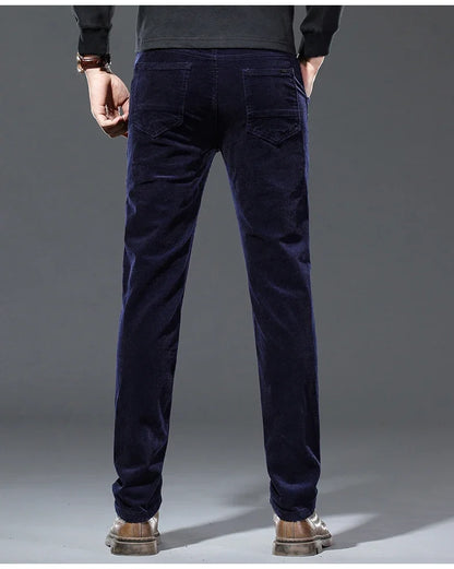 Winter Men's Fleece Corduroy Pants Warm Classic Casual Business Plush Thickened Business Trousers Male Brand Clothing